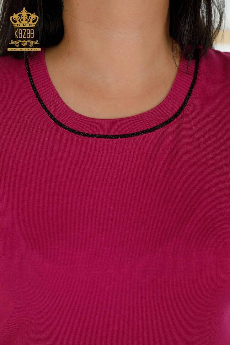 Women's Knitwear Short Sleeve Fuchsia - 30407 | KAZEE