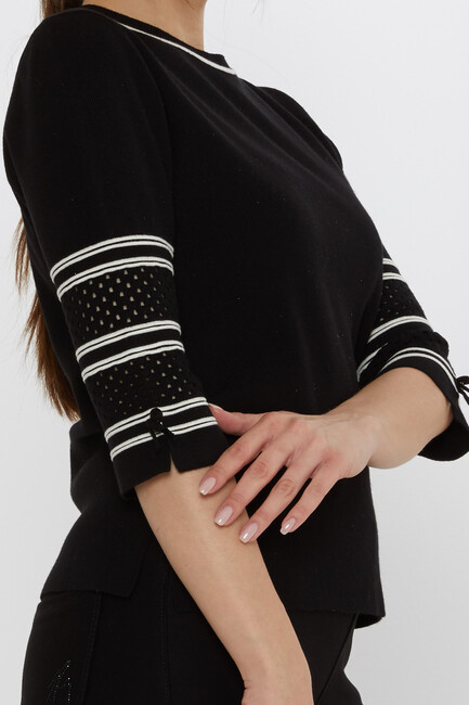 Women's Knitwear Sleeve Detail Black - 31316 | KAZEE - Thumbnail