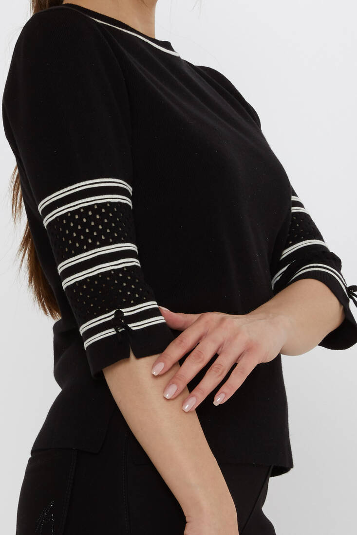 Women's Knitwear Sleeve Detail Black - 31316 | KAZEE