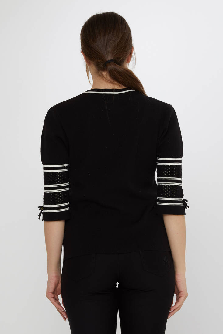 Women's Knitwear Sleeve Detail Black - 31316 | KAZEE