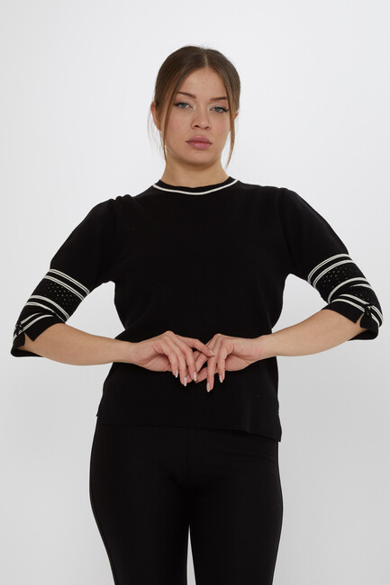 Women's Knitwear Sleeve Detail Black - 31316 | KAZEE - Thumbnail