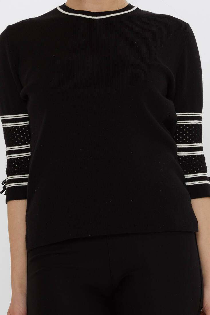 Women's Knitwear Sleeve Detail Black - 31316 | KAZEE