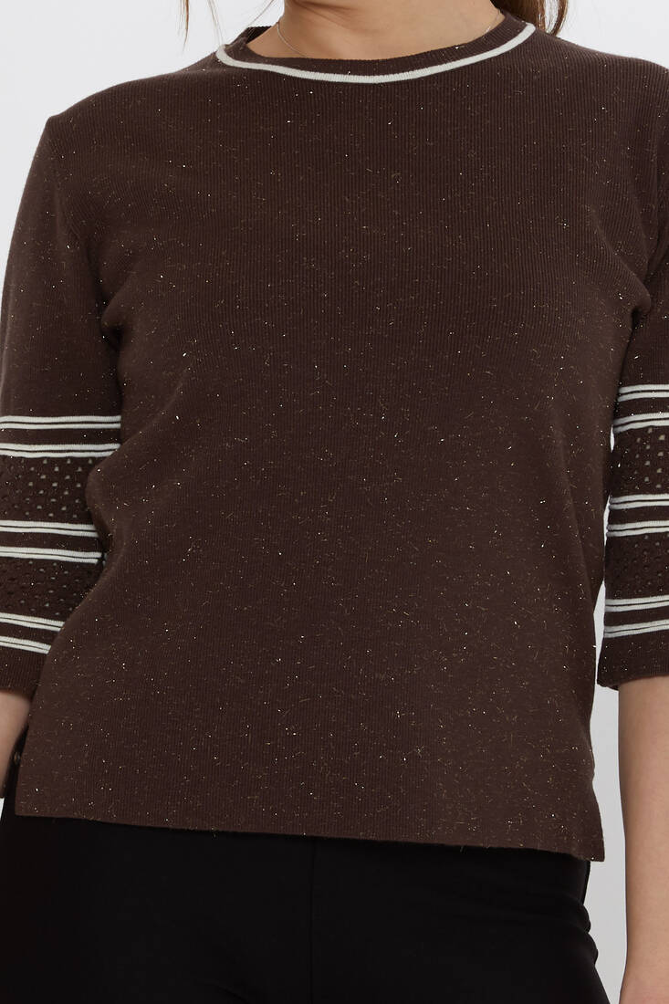 Women's Knitwear Sleeve Detail Brown - 31316 | KAZEE