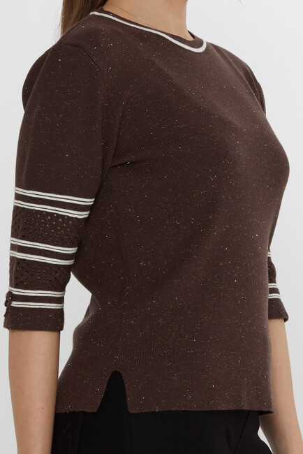 Women's Knitwear Sleeve Detail Brown - 31316 | KAZEE - Thumbnail