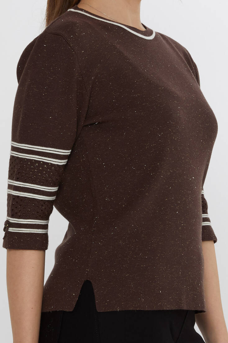 Women's Knitwear Sleeve Detail Brown - 31316 | KAZEE