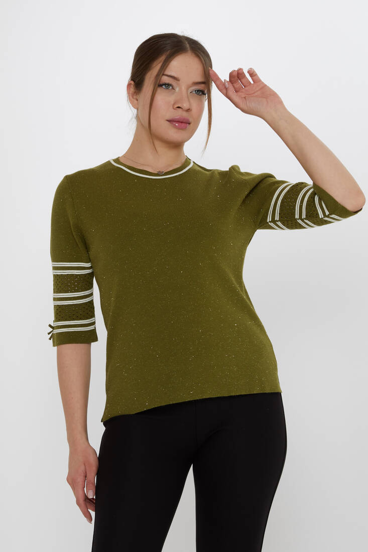 Women's Knitwear Sleeve Detail Dark Green - 31316 | KAZEE