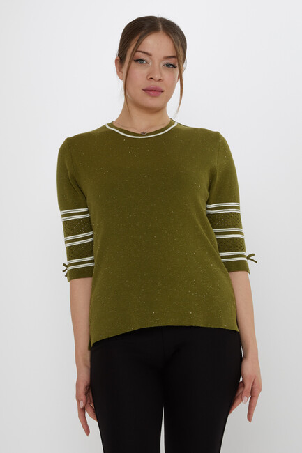 Women's Knitwear Sleeve Detail Dark Green - 31316 | KAZEE - Thumbnail