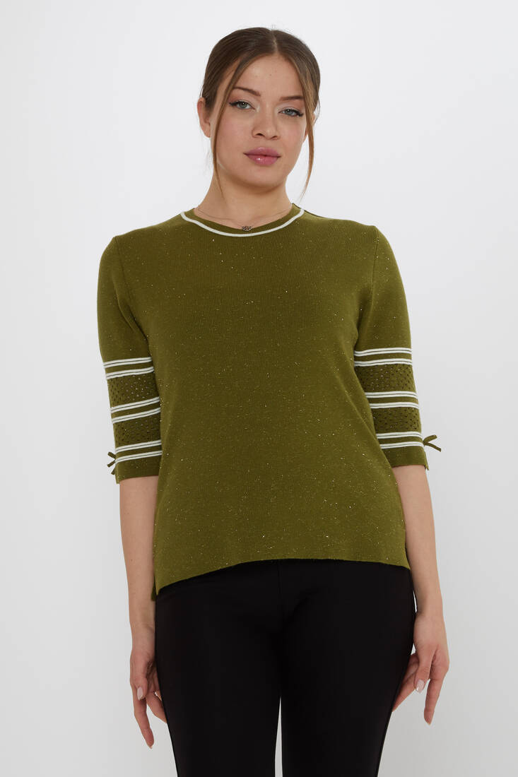 Women's Knitwear Sleeve Detail Dark Green - 31316 | KAZEE