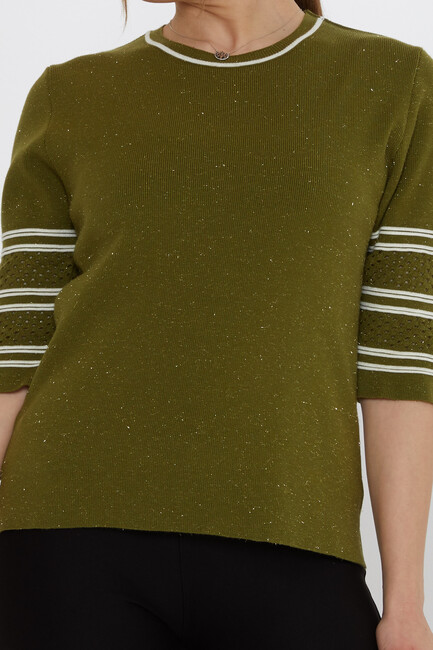 Women's Knitwear Sleeve Detail Dark Green - 31316 | KAZEE - Thumbnail