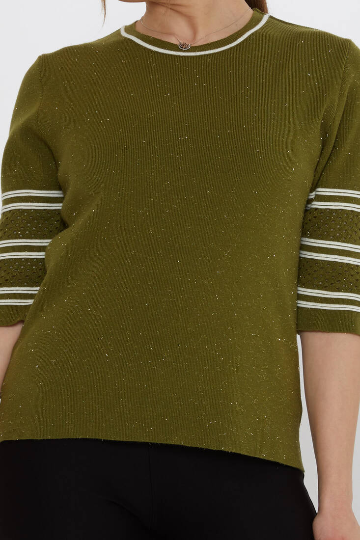 Women's Knitwear Sleeve Detail Dark Green - 31316 | KAZEE