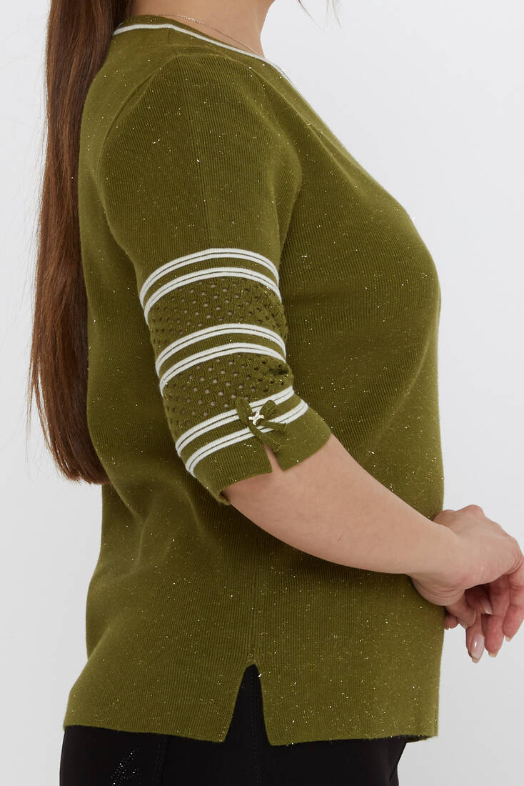 Women's Knitwear Sleeve Detail Dark Green - 31316 | KAZEE