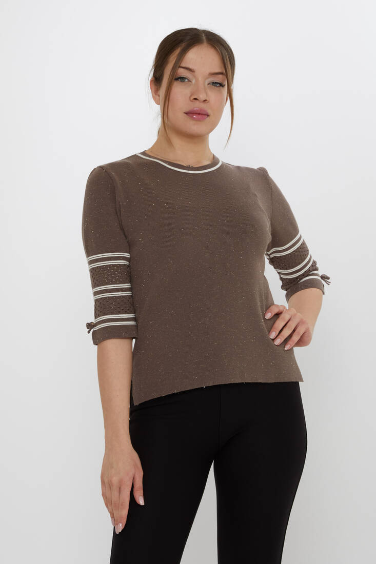 Women's Knitwear Sleeve Detail Dark Mink - 31316 | KAZEE