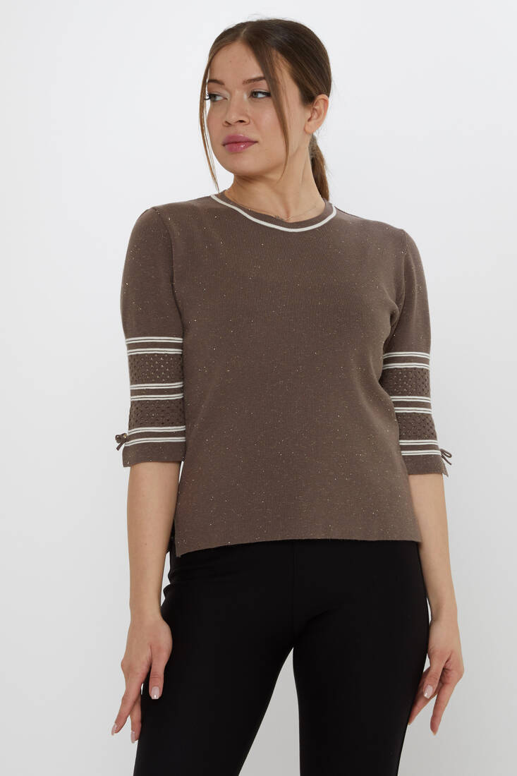 Women's Knitwear Sleeve Detail Dark Mink - 31316 | KAZEE