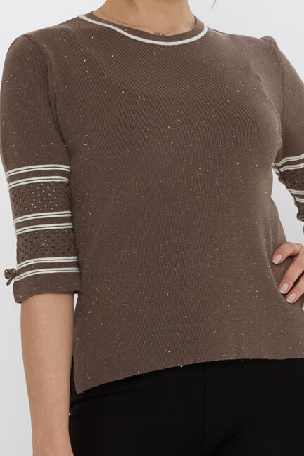 Women's Knitwear Sleeve Detail Dark Mink - 31316 | KAZEE - Thumbnail