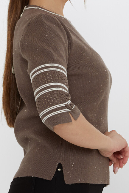 Women's Knitwear Sleeve Detail Dark Mink - 31316 | KAZEE - Thumbnail
