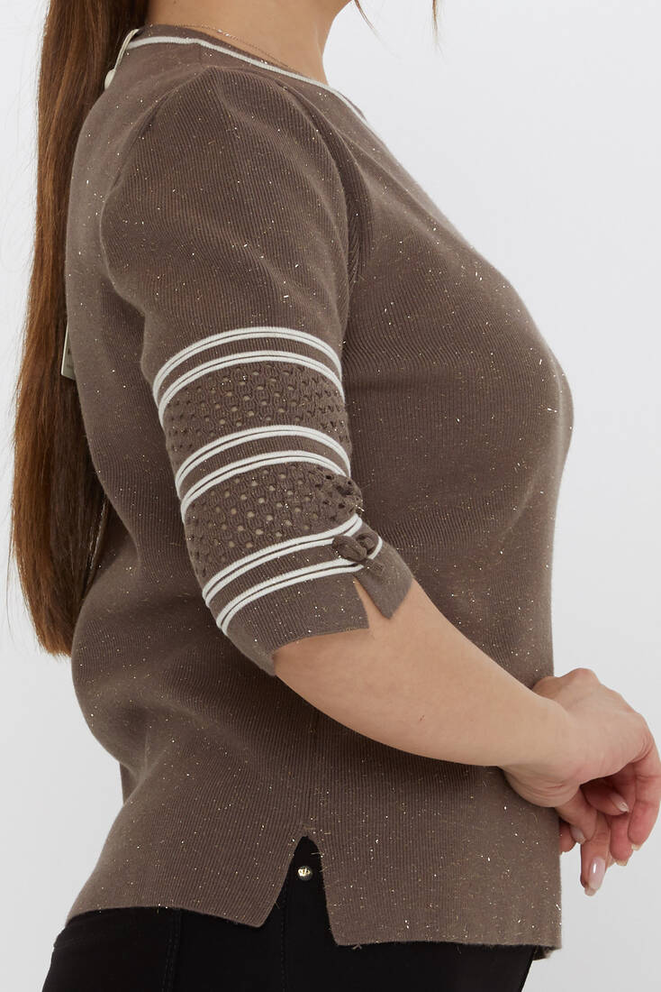 Women's Knitwear Sleeve Detail Dark Mink - 31316 | KAZEE