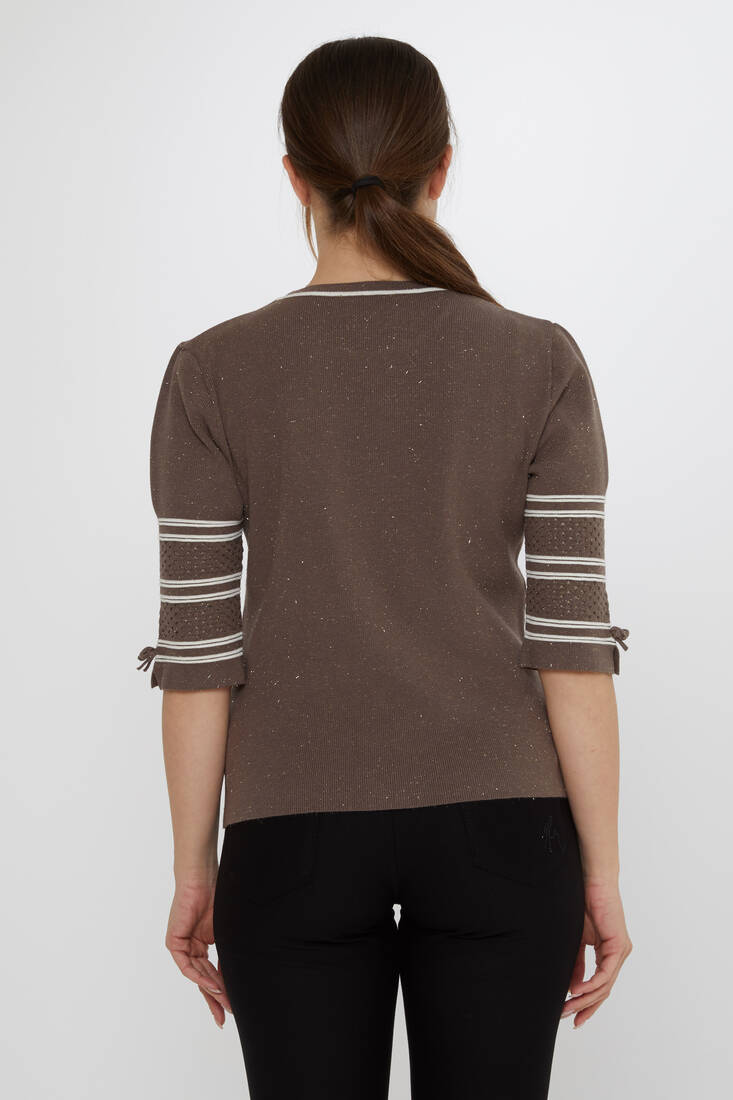 Women's Knitwear Sleeve Detail Dark Mink - 31316 | KAZEE