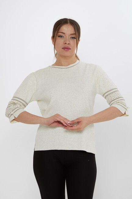 Women's Knitwear Sleeve Detail Ecru - 31316 | KAZEE - Thumbnail