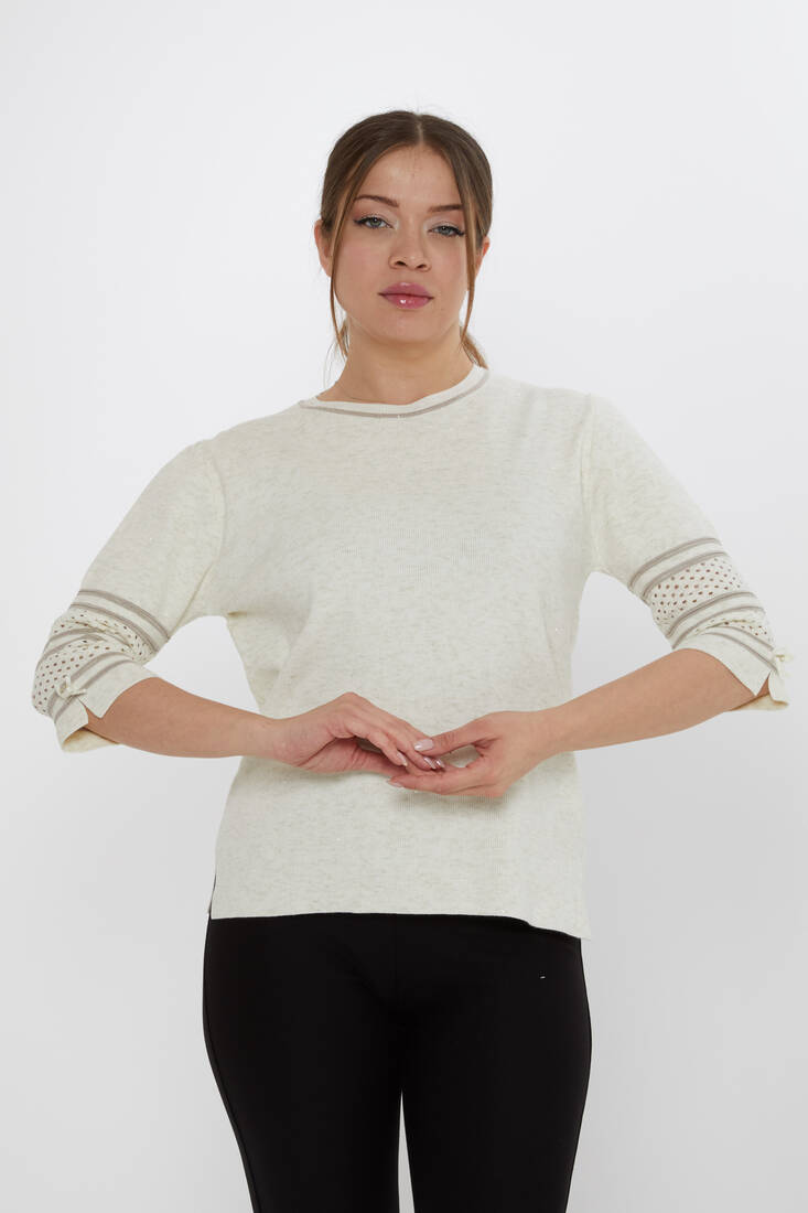 Women's Knitwear Sleeve Detail Ecru - 31316 | KAZEE