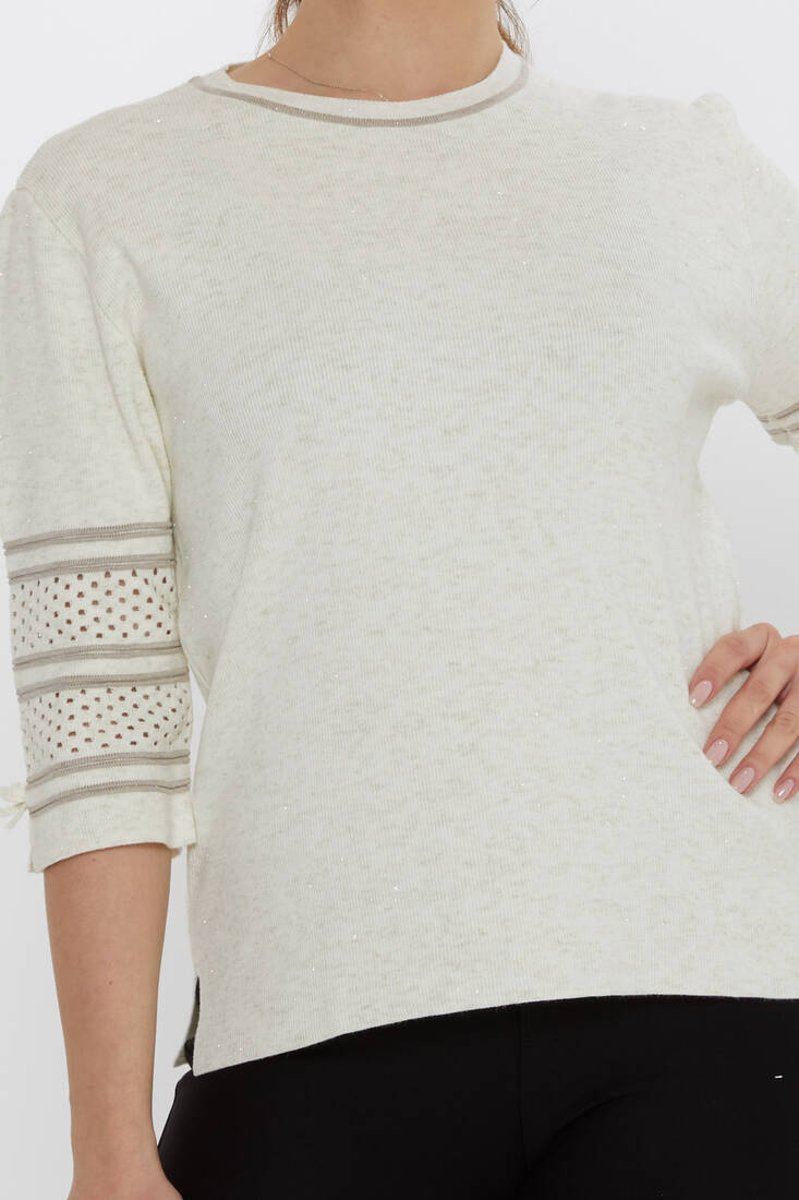 Women's Knitwear Sleeve Detail Ecru - 31316 | KAZEE