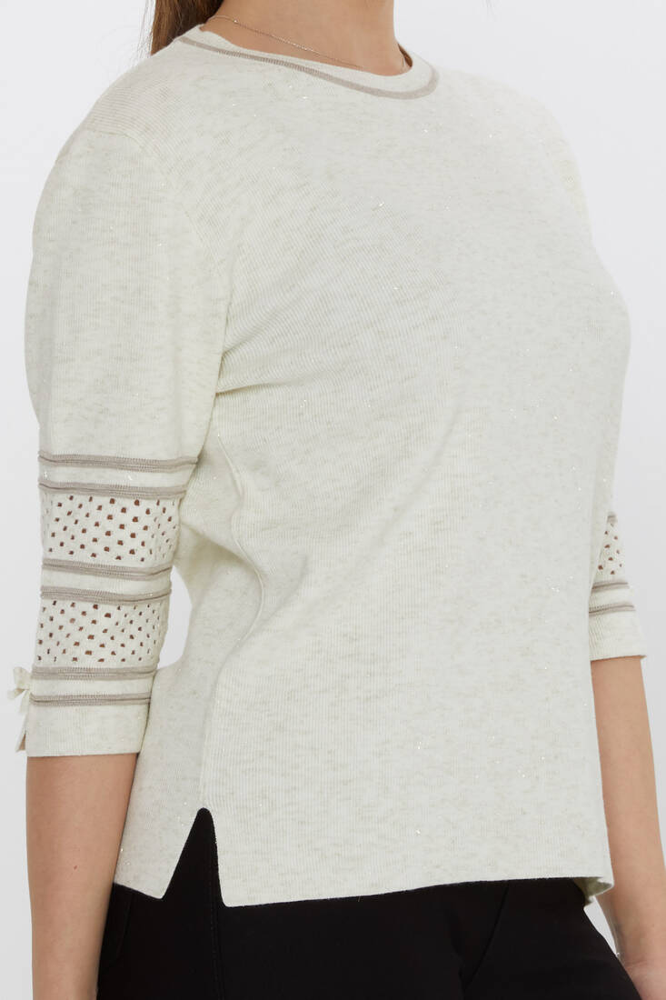 Women's Knitwear Sleeve Detail Ecru - 31316 | KAZEE