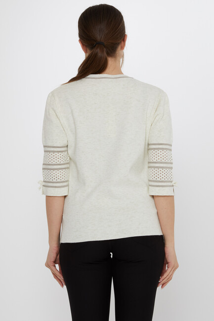 Women's Knitwear Sleeve Detail Ecru - 31316 | KAZEE - Thumbnail