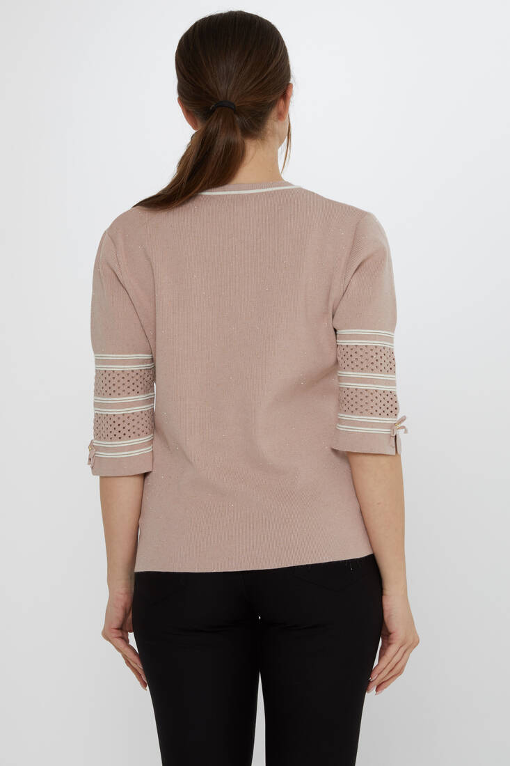 Women's Knitwear Sleeve Detail Powder - 31316 | KAZEE