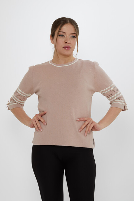 Women's Knitwear Sleeve Detail Powder - 31316 | KAZEE - Thumbnail