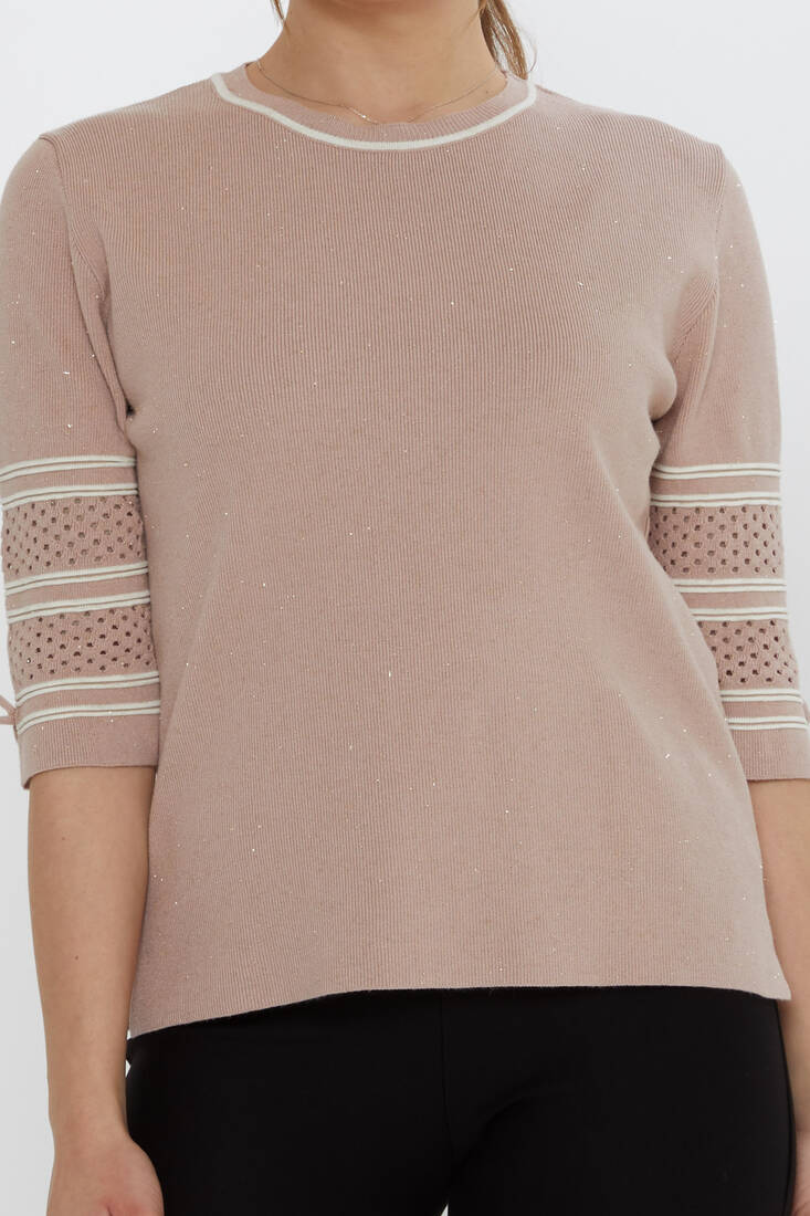 Women's Knitwear Sleeve Detail Powder - 31316 | KAZEE