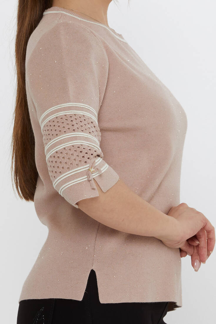 Women's Knitwear Sleeve Detail Powder - 31316 | KAZEE