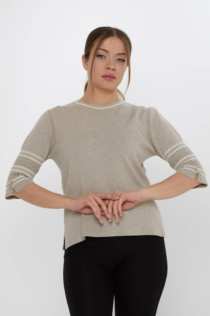 Women's Knitwear Sleeve Detailed Mink - 31316 | KAZEE