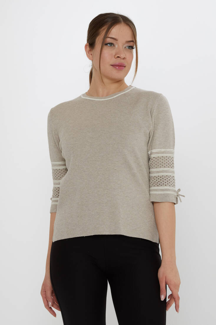 Women's Knitwear Sleeve Detailed Mink - 31316 | KAZEE