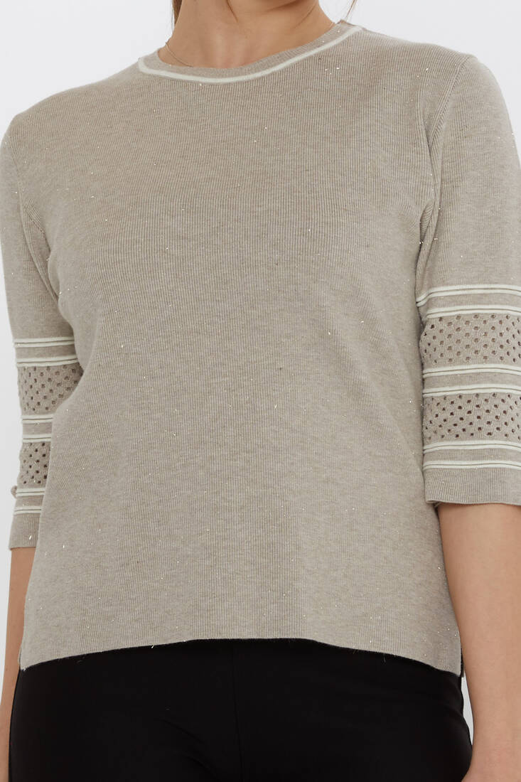 Women's Knitwear Sleeve Detailed Mink - 31316 | KAZEE