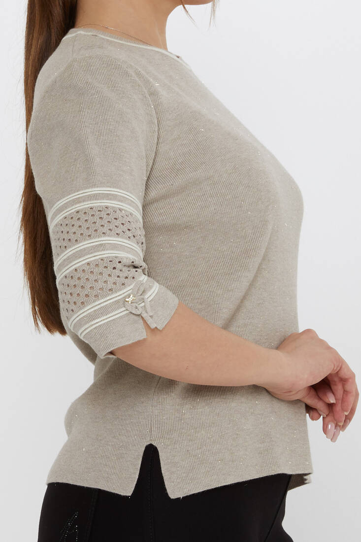 Women's Knitwear Sleeve Detailed Mink - 31316 | KAZEE