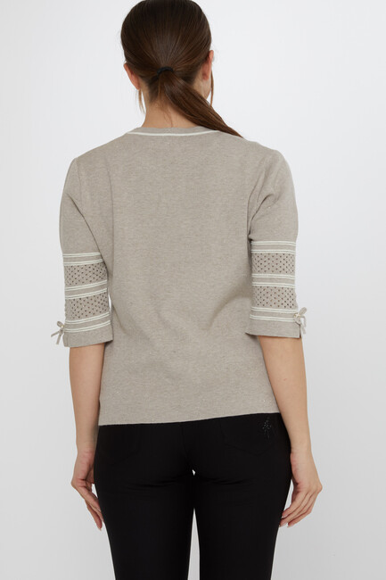 Women's Knitwear Sleeve Detailed Mink - 31316 | KAZEE - Thumbnail