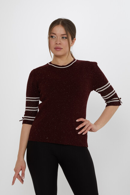 Women's Knitwear Sleeve Detailed Plum - 31316 | KAZEE - Thumbnail