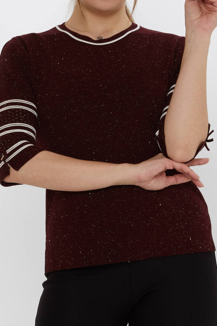Women's Knitwear Sleeve Detailed Plum - 31316 | KAZEE