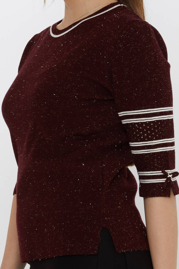 Women's Knitwear Sleeve Detailed Plum - 31316 | KAZEE
