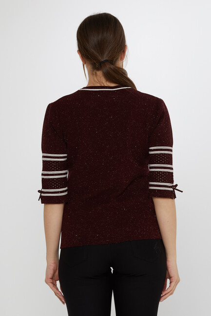 Women's Knitwear Sleeve Detailed Plum - 31316 | KAZEE - Thumbnail