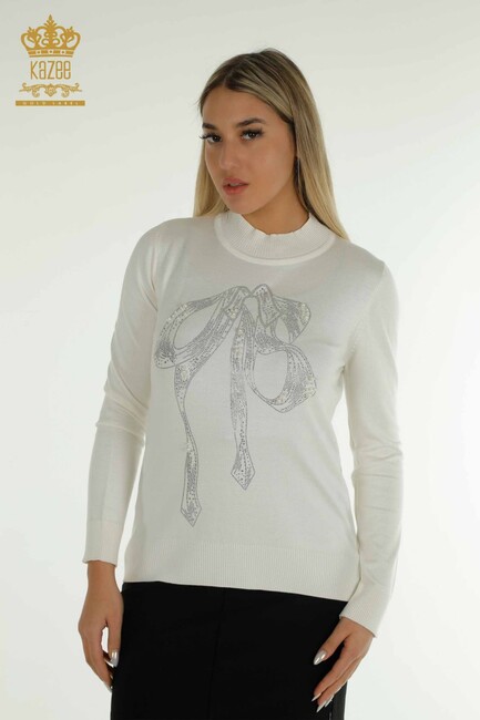 Women's Knitwear Stone Detailed Ecru - 30672 | KAZEE - Thumbnail