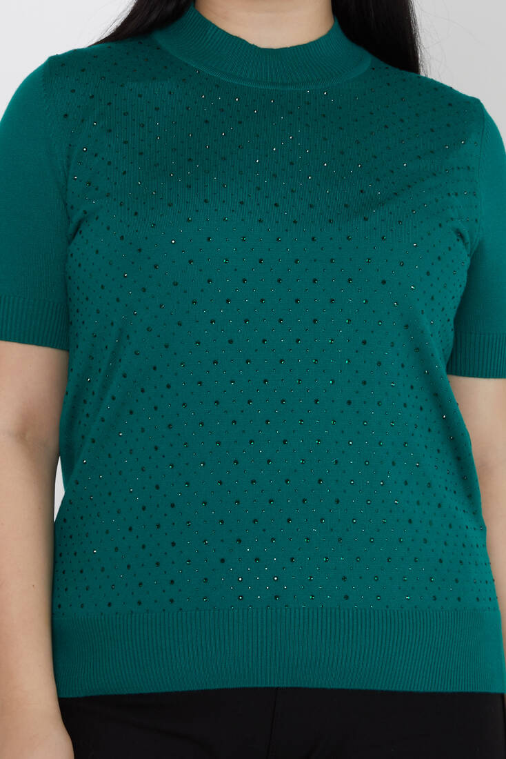 Women's Knitwear Stone Detailed American Model Green - 31864 | KAZEE