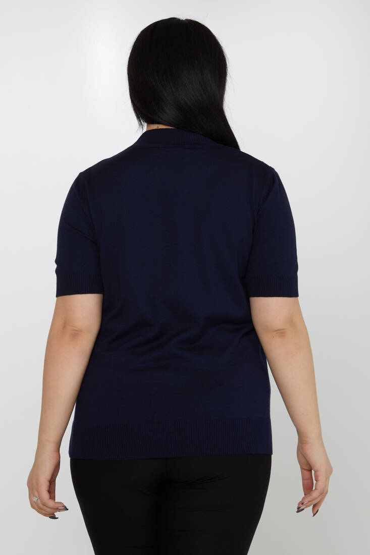 Women's Knitwear Stone Detailed American Model Navy Blue - 31864 | KAZEE