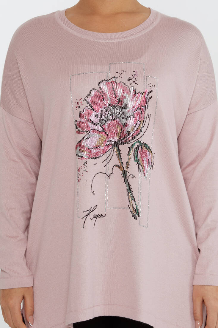 Women's Knitwear Stone Detailed Powder - 30648 | KAZEE