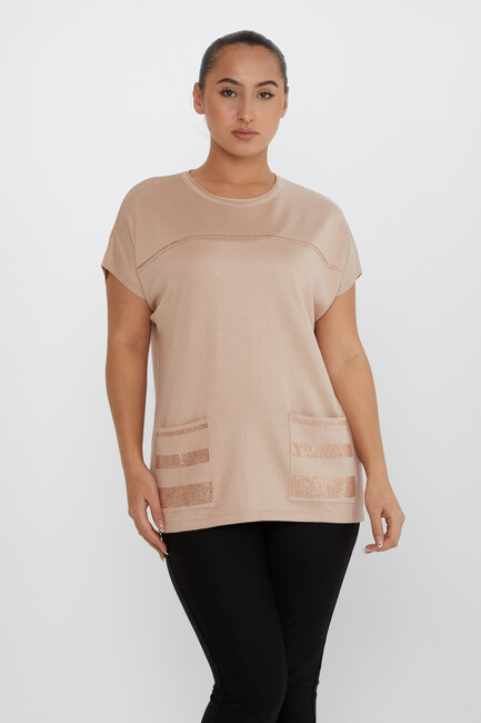 Women's Knitwear Stone Detailed Powder - 30765 | KAZEE - Thumbnail