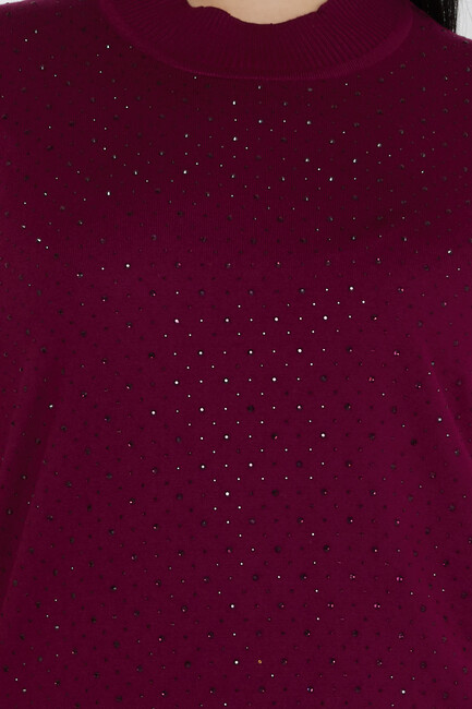 Women's Knitwear Stone Detailed American Model Violet - 31864 | KAZEE - Thumbnail