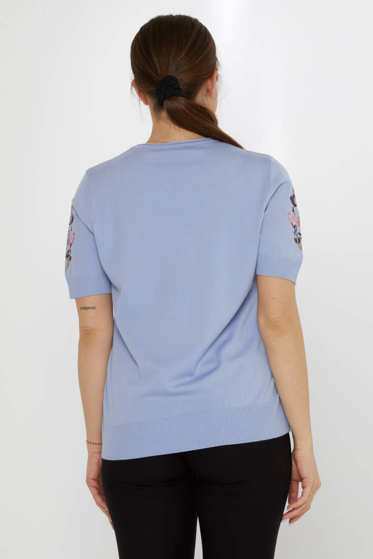 Women's Knitwear Stone Embroidered Blue - 31725 | KAZEE