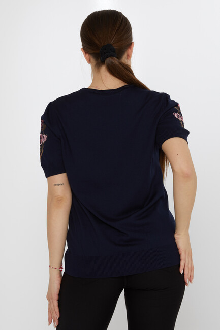 Women's Knitwear Stone Embroidered Navy Blue - 31725 | KAZEE - Thumbnail
