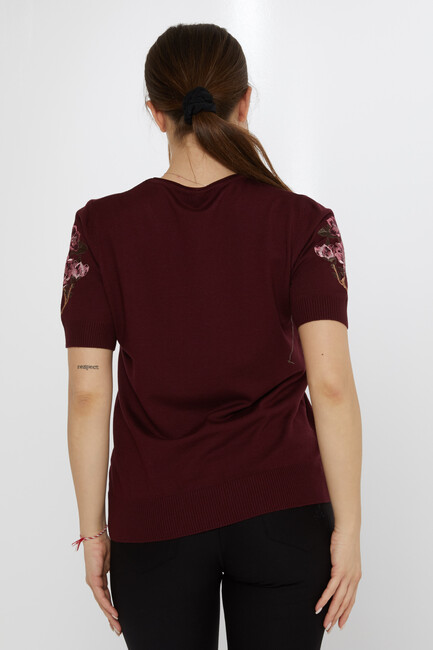 Women's Knitwear Stone Embroidered Plum - 31725 | KAZEE - Thumbnail