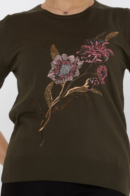 Women's Knitwear Stone Embroidered Vert - 31725 | KAZEE - Thumbnail