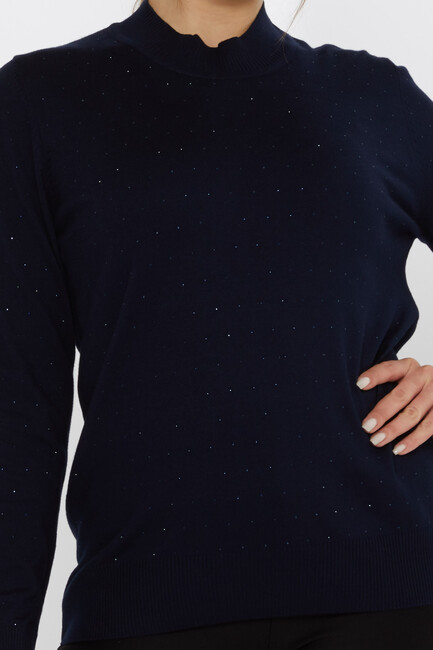 Women's Knitwear Stoned Navy Blue - 31513 | KAZEE - Thumbnail